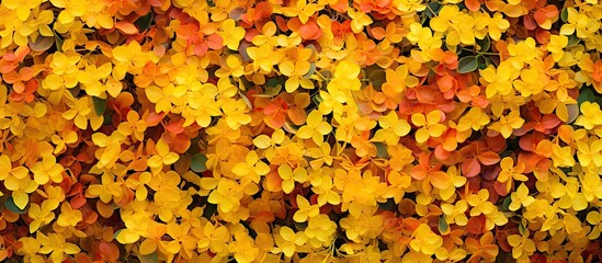 Close up of vibrant yellow and red blossoms