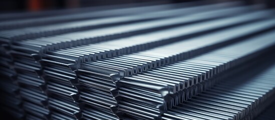 Stack of metallic rods on a table