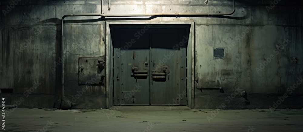 Aufkleber building entry illuminated by a light