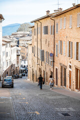 Italy, 25 April 2024: Renaissance architecture in the historic center of Urbino, a UNESCO heritage...