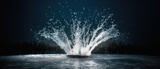 Water spurt from fountain at night