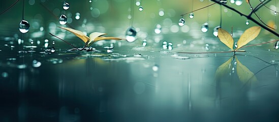 Naklejka premium Raindrops on River Surface