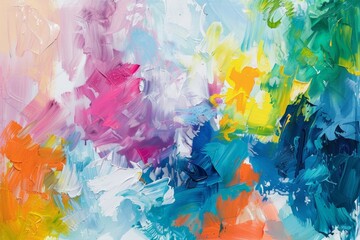 Fototapeta na wymiar Joyful abstract expressionist painting, vibrant colors evoke pure emotion