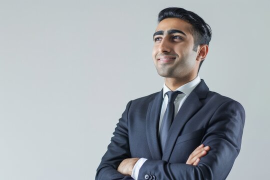 Indian Male Model in a Suit - Stock Image with Clean-Colored Wall - AI-Generated. Beautiful simple AI generated image in 4K, unique.
