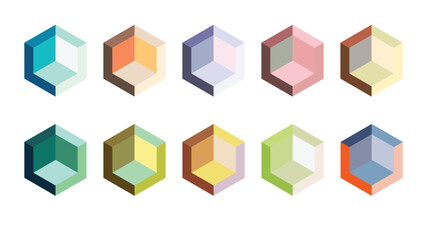 Polygon isometric with colorful vector