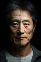 Fototapeta premium 男, 男性, 分裂, 精神疾患, 不安, 憂鬱, 分断, 病気, Men, male, schizophrenia, mental illness, anxiety, depression, schizophrenia, illness