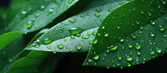 Fototapeta na wymiar A leaf covered in water drops