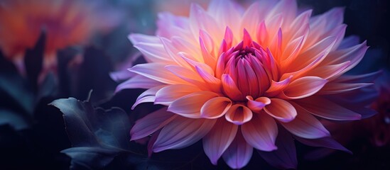 Purple and orange bloom with a pink middle