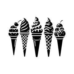 Ice Cream Silhouette Icon - Instant Graphic Solution, Minimallest Ice Cream Vector
 - obrazy, fototapety, plakaty