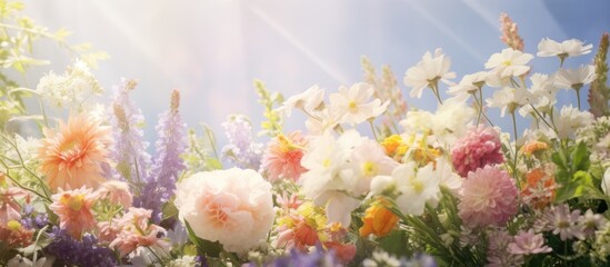 Various blooms under bright sunlight