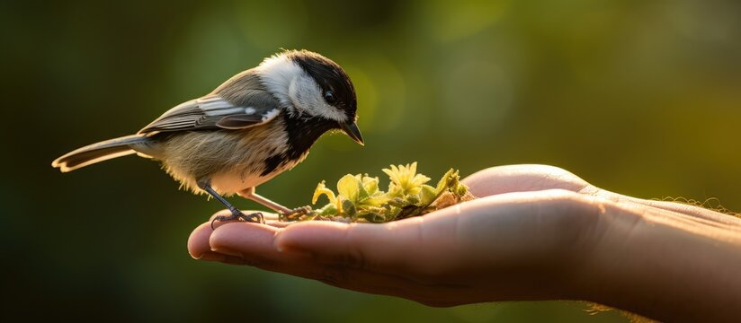 Bird perched on hand