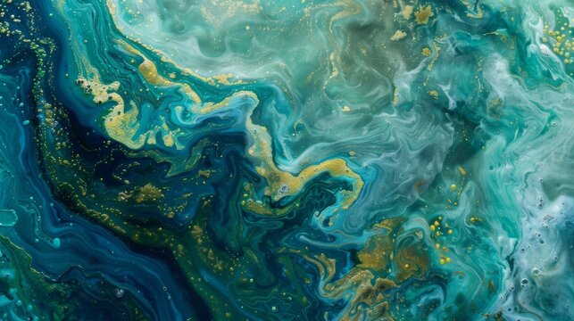 A vivid bluegreen algal bloom covering the surface of a body of water appearing like a thick layer of paint when viewed through a