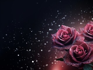 Rose banner dark bokeh particles glitter awards dust gradient abstract background