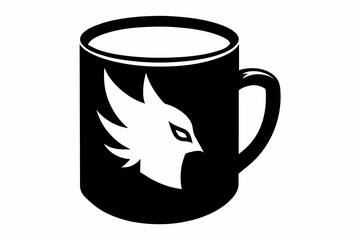 Modern black silhouette mug design.