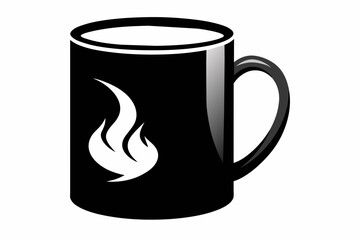 Modern black silhouette mug design.