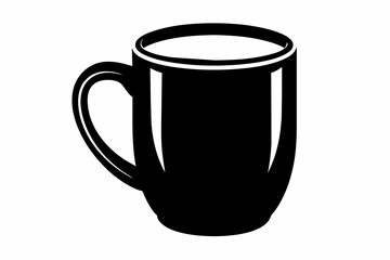 Modern black silhouette mug design.