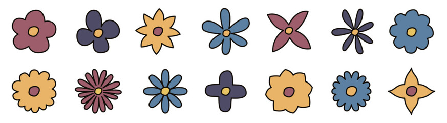 Flower icons. Set of isolated flowers