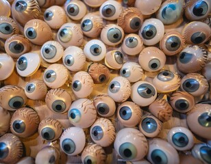Fototapeta premium Thousands of eyes balls falling down composition
