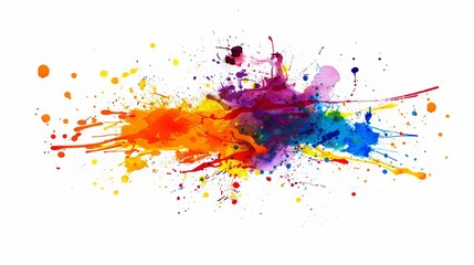 Bright, multicolored paint splatter beautifully isolated on a white backdrop, perfect for creating eye-catching art and design projects