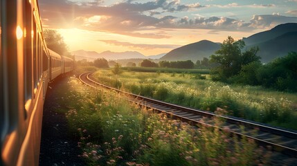 Tranquil Rail Adventure: Capturing the Vibrant Landscape Along the Way