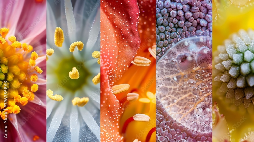 Canvas Prints A montage of different pollen grains from various plants showcasing the diversity of shapes sizes and textures that make up these