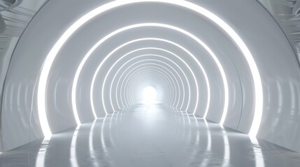 Detailed and high-resolution view of a brilliantly lit white tunnel, providing a simple yet impactful background