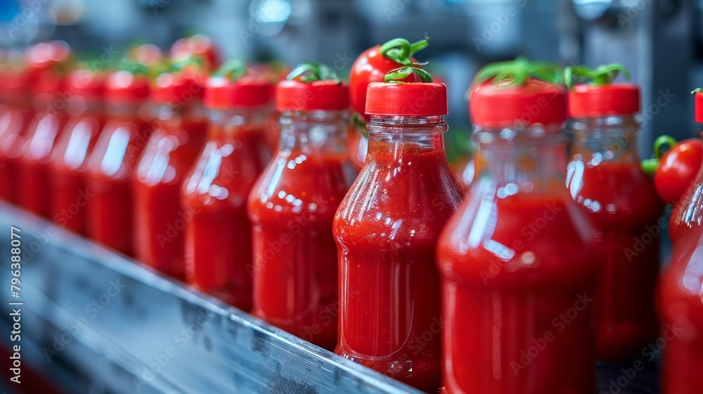 Poster efficient bottled ketchup production line in a typical factory for optimal manufacturing