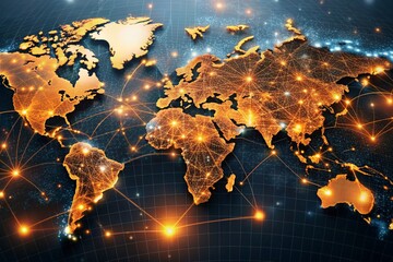 A graphical information picture of global business. Trade, tourism, electronic communication.