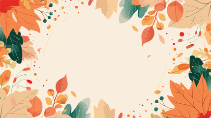 Autumn leaves frame circular shape with different kin