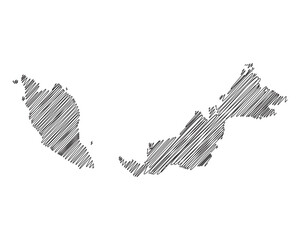 malaysia thread map line vector illustration
