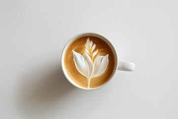 Cup of Coffee with Latte Art in White Background