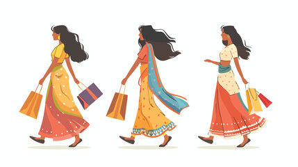 Beautiful Indian woman is shopping. The girl with the