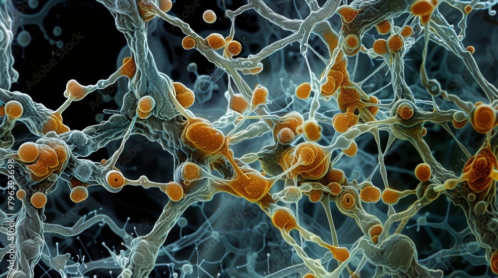 Aufkleber scanning electron microscope image of fungal hyphae trating deep into the root cells of a plant form
