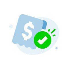 Payment is successful with a check mark on the receipt paper concept illustration flat design. simple modern graphic element for ui, infographic, icon