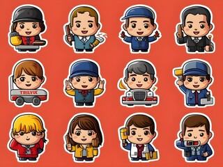 set of cartoon people