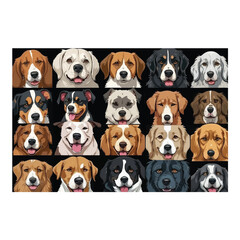 animated design image of a collection of dog types