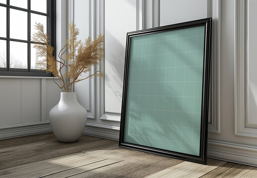 Frame Mockup In The Corner Of The Room With Generative ai