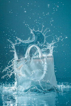 A white bag is being splashed around by the water