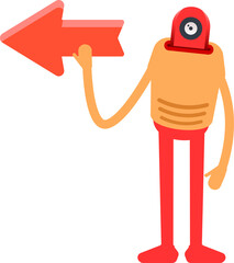 Humanoid Character and Arrow Sign
