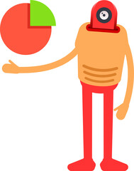 Humanoid Character Holding Pie Chart
