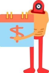 Humanoid Character and Payment Date Calendar
