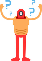 Humanoid Character and Question Marks
