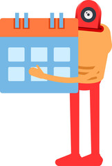 Humanoid Character Holding Calendar
