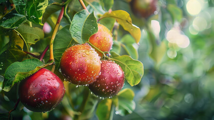 In a jungle clearing, amidst tangled vines, a bunch of ripe passionfruit awaits picking.