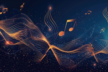 Musical notes floating in the air, perfect for music-themed designs