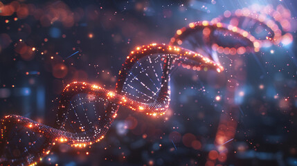 A glowing double helix representing DNA - obrazy, fototapety, plakaty