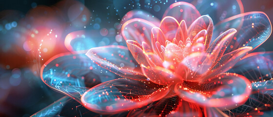 A glowing flower made of light and energy