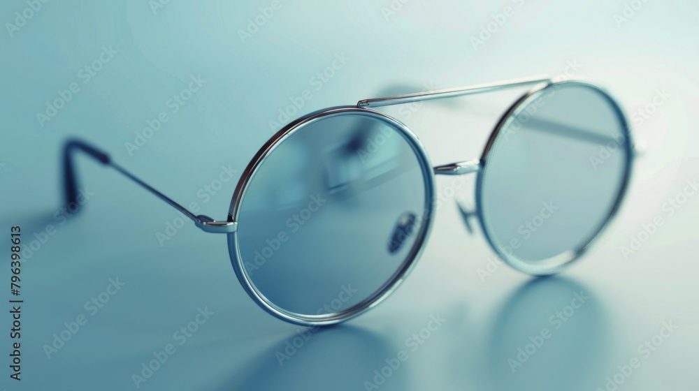 Aufkleber a pair of glasses resting on a table, suitable for various concepts