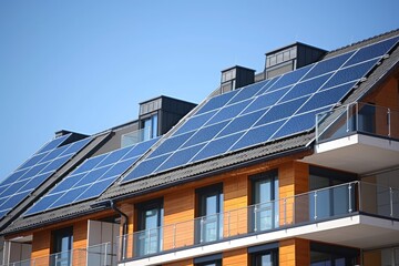 Fototapeta premium Modern solar panels on house roof
