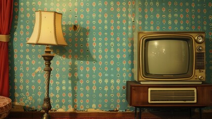 Retro living room setup with vintage TV